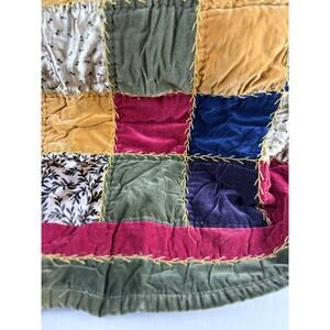Field Gear Home Collections velvet patchwork quilt blanket 52" x 58" fall colors